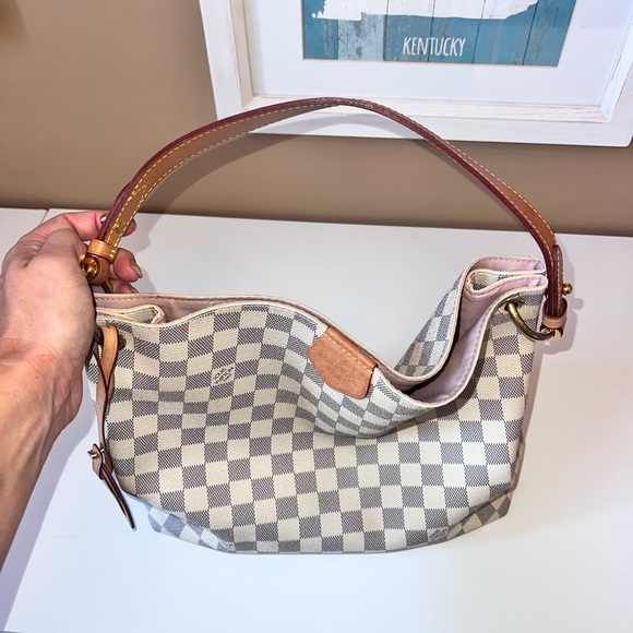 100% Louis Vuitton Graceful PM Shoulder Bag Damier Azur - Picture 11 of 15